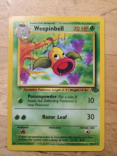 Weepinbell 48//64 Pokemon Uncommon Unlimited Jungle